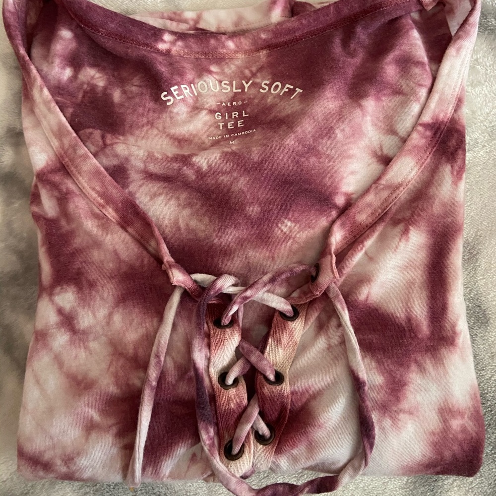 short sleeve lace up front shirt